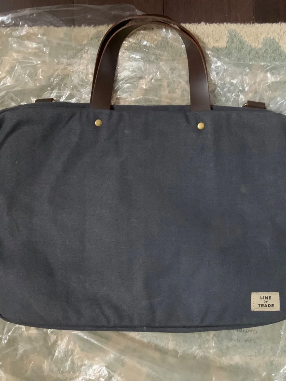 Line of Trade blue Canvas Laptop Briefcase/laptop bag with leather handles